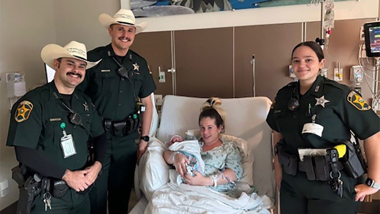 She went into labor as Milton approached Florida. Local deputies were present to assist.