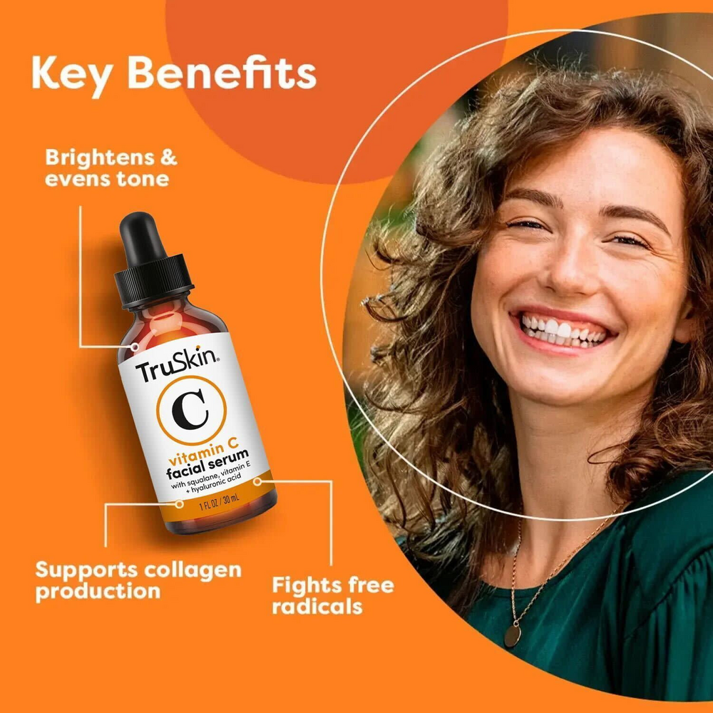 TruSkin Vitamin C Facial Serum Anti-Aging Blend for Brighter-Looking Skin with Soothing Squalane