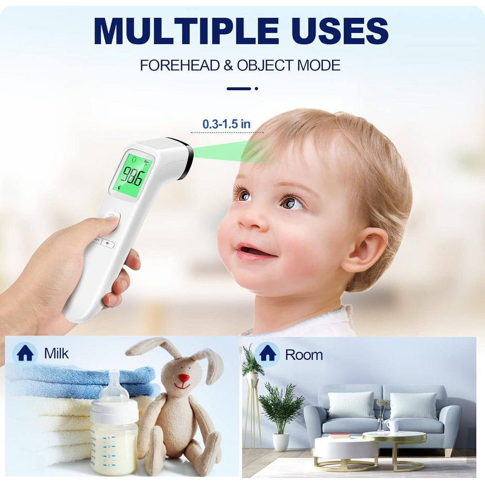 Thermometer for Adults and Kids Digital Forehead Thermometer with Fever Alarm Silent Mode & 35-Set Memory Object 2 in 1 Mode