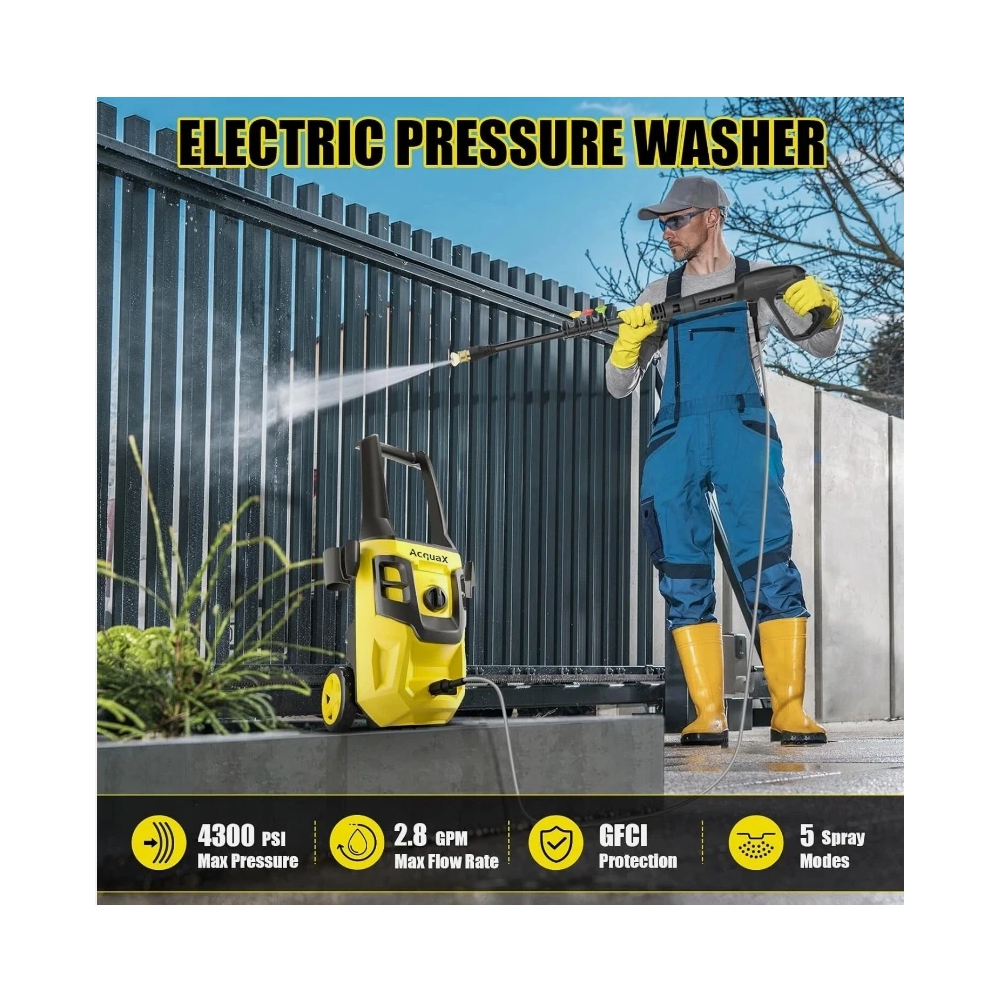 Electric Pressure Washer 4300 PSI MAX 2.8 GPM Power Washer with 4 Nozzles