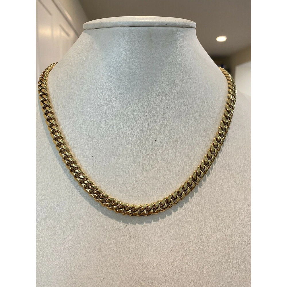 Real Miami Cuban Link Chain 14k Gold Plated Stainless Mens Necklace Choker 8mm