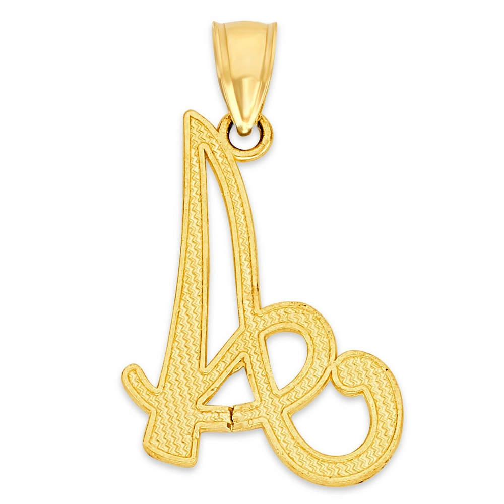 10k Real Solid Gold Initial Pendant Personalized Cursive Letter Charm Jewelry