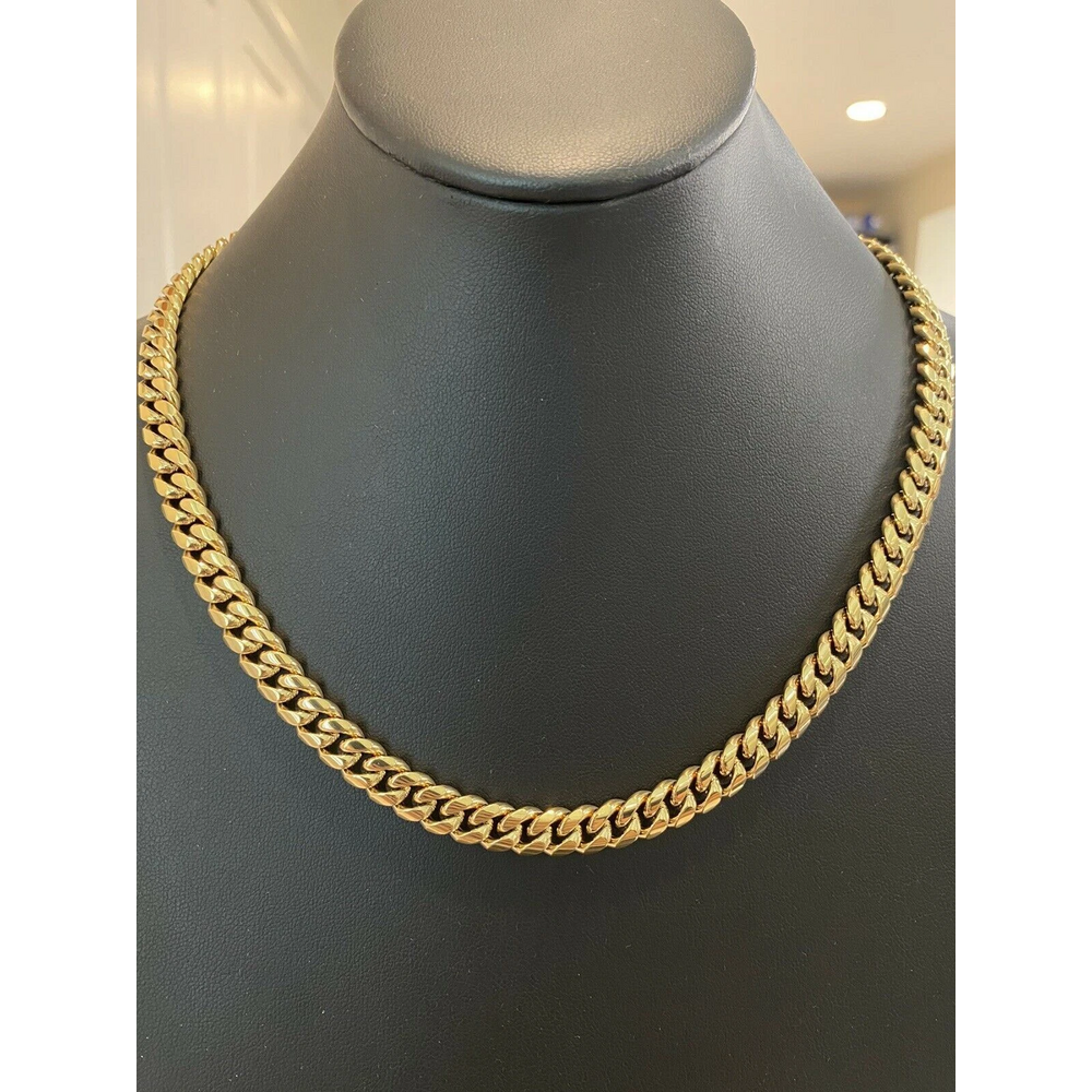 Real Miami Cuban Link Chain 14k Gold Plated Stainless Mens Necklace Choker 8mm
