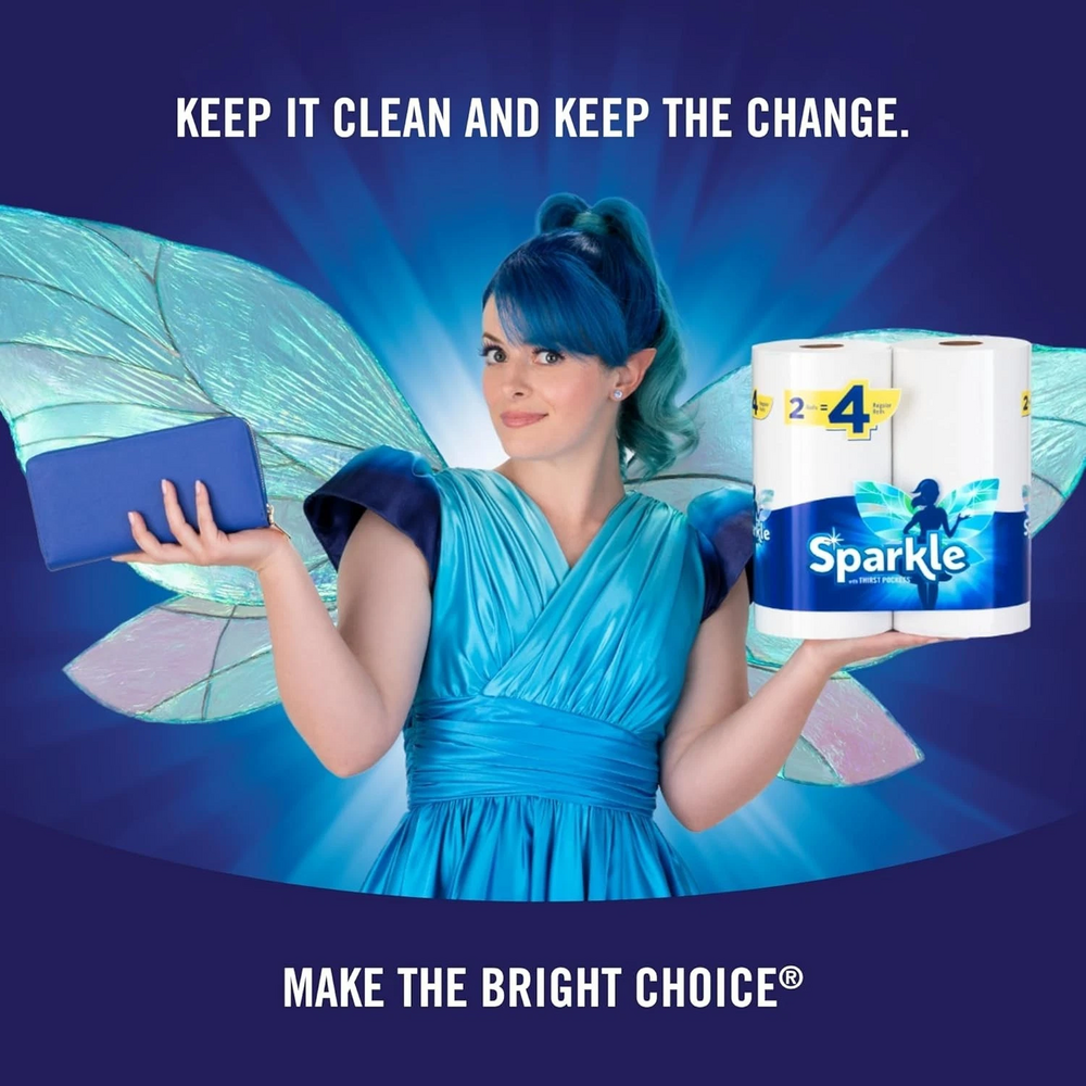 Sparkle Pick A Size Paper Towels Spirited Prints 6 Double Rolls, 12 Regular