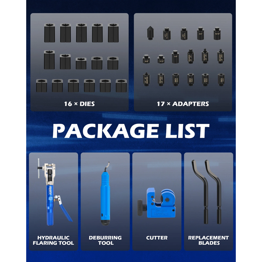 OMT Hydraulic Flaring Tool Kit for Brake Transmission Cooling Fuel Line Flares
