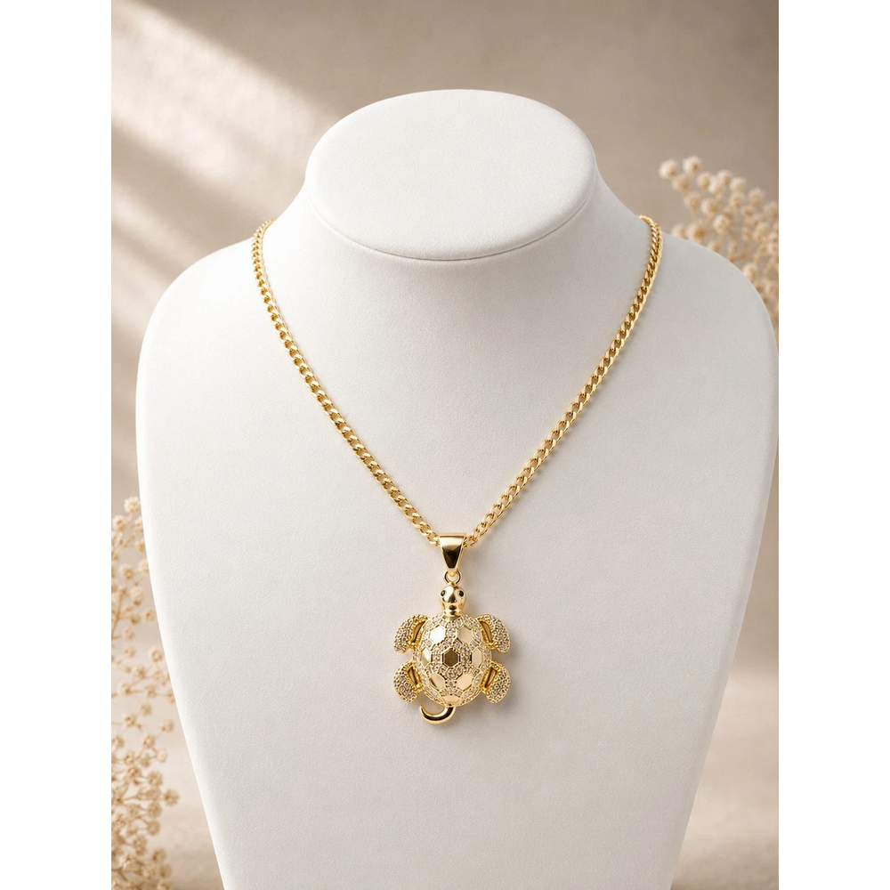 14K Turtle Pendant Gold-Filled Chain Necklace Non Tarnish Luxury Jewlery Set