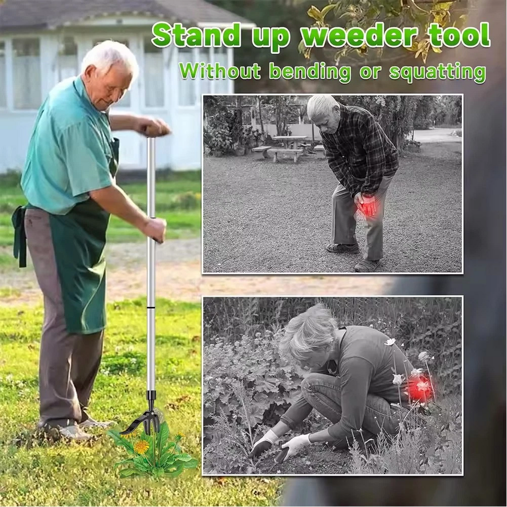 Weeder Puller Stand Up Weed Tool Handle Claw Garden Outdoor Root Remover Killer