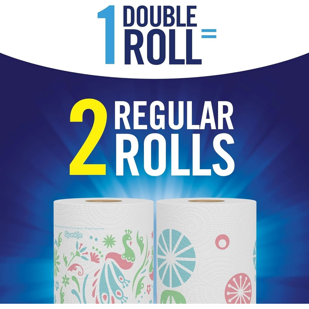 Sparkle Pick A Size Paper Towels Spirited Prints 6 Double Rolls, 12 Regular