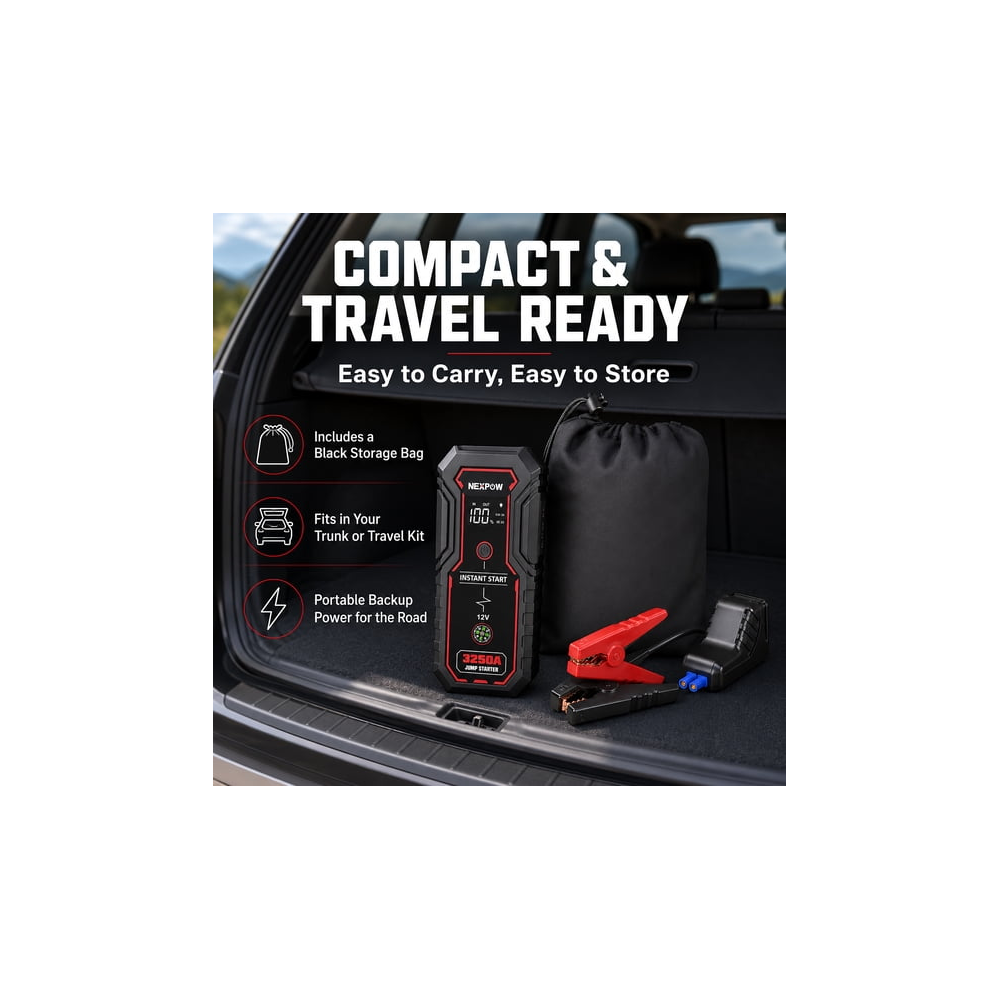 3250A Car Jump Starter 12V Battery Jump Box for 9.0L Gas6.5L Diesel Engines 20000mAh Battery Booster Pack Power Bank with LED Light