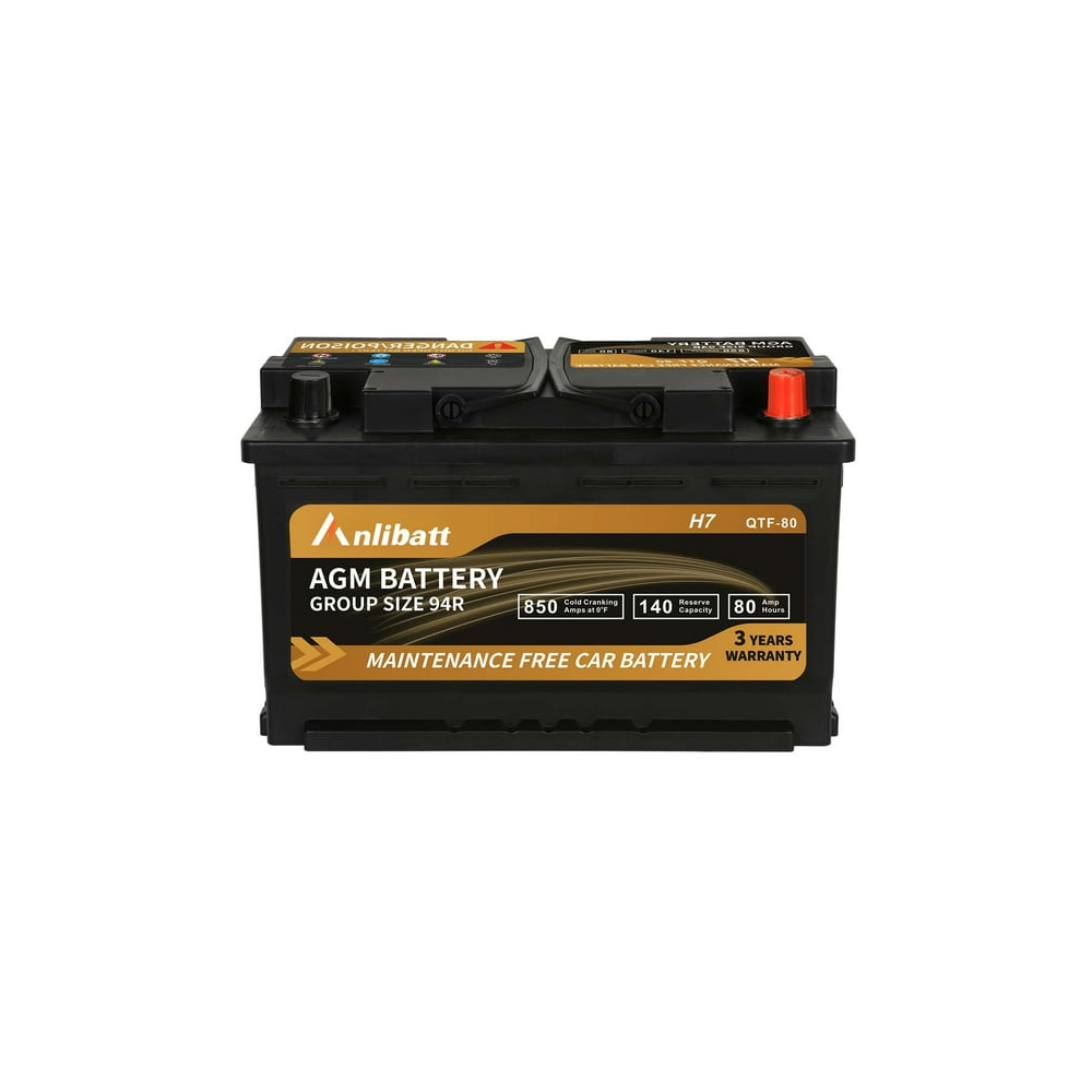 Anlibatt Platinum AGM Group 94R Battery 12 Volt Rechargeable Automotive Batteries for Car H7 850CCA 80Ah 140RC