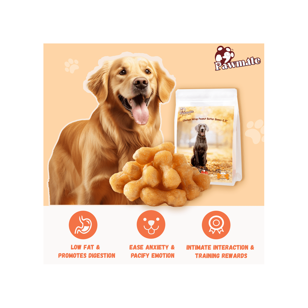 Pawmate Chicken ＆ 2.5” Peanut Butter Bones Dog Treats Low Fat Natural Treats for All Dogs 11oz