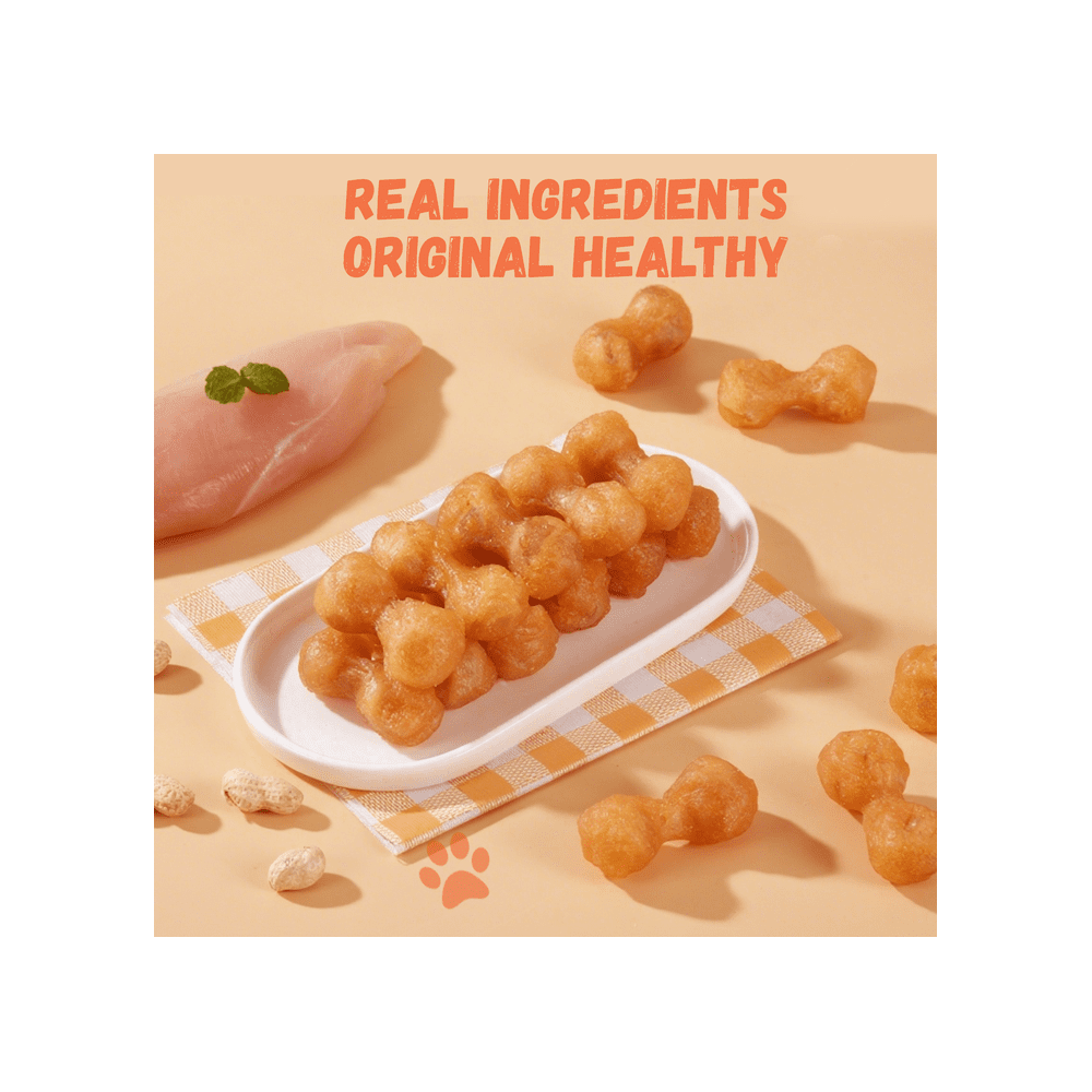 Pawmate Chicken ＆ 2.5” Peanut Butter Bones Dog Treats Low Fat Natural Treats for All Dogs 11oz