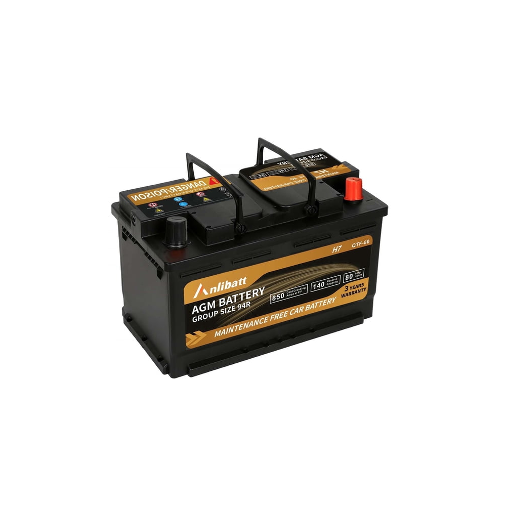 Anlibatt Platinum AGM Group 94R Battery 12 Volt Rechargeable Automotive Batteries for Car H7 850CCA 80Ah 140RC
