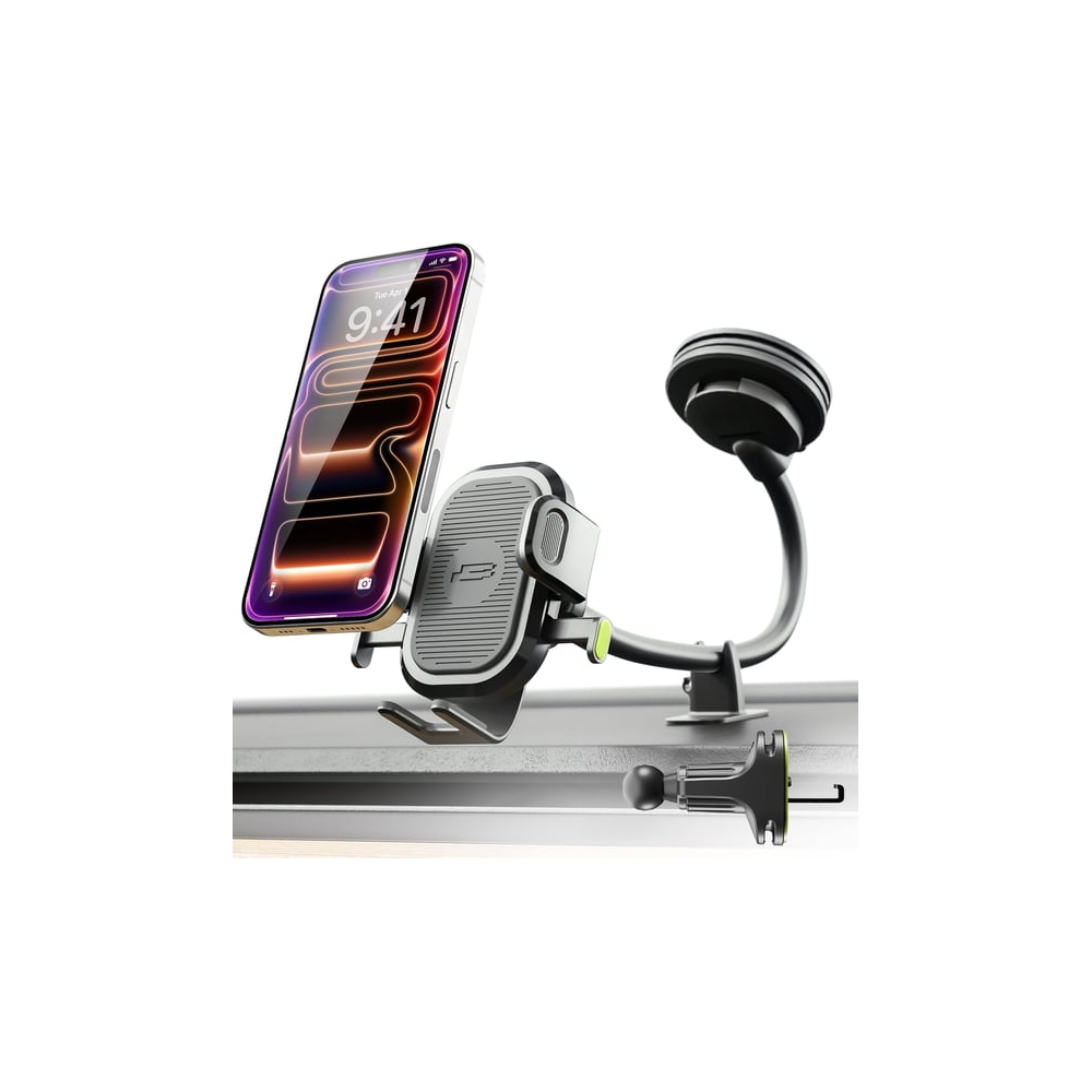 Car Phone Mount for Dashboard, Windshield & Vent with 7" Gooseneck & 360° Rotation