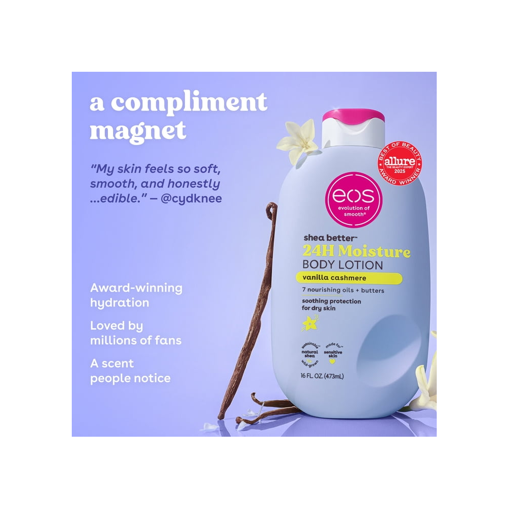 Shea Better 24H Moisture Body Lotion Vanilla Cashmere for Dry Skin 16 fl oz