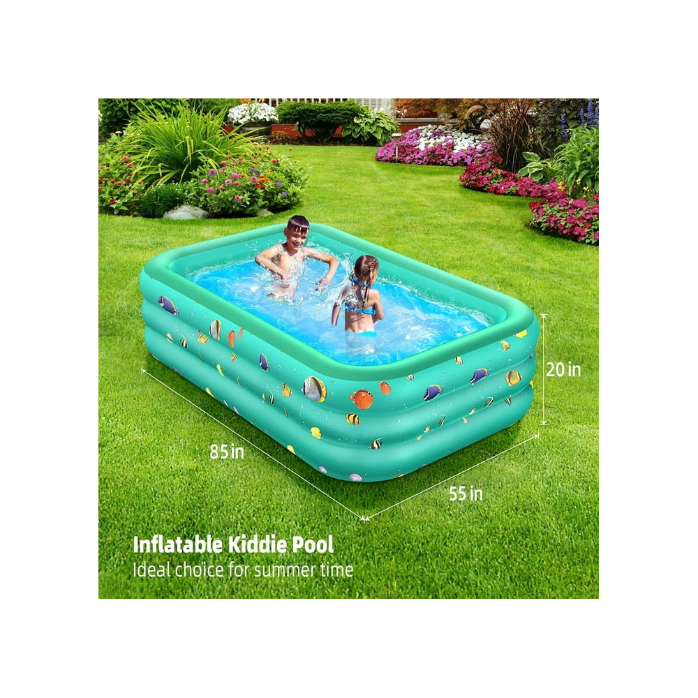 Inflatable Pool 6.9 x 5 x 1.8 ft Family Swimming Pools for Kids Toddlers Infant Adult Rectangular Thickened