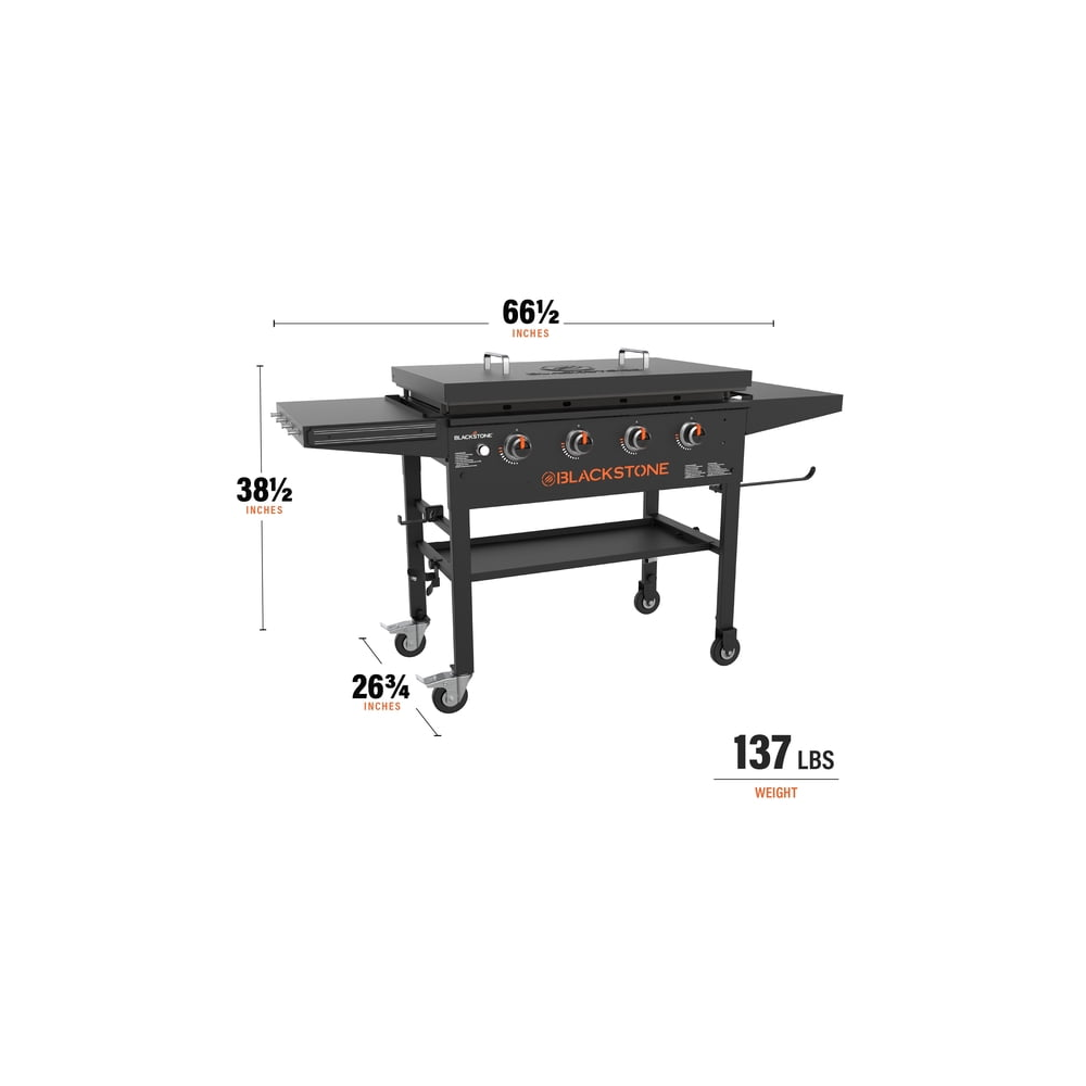 Blackstone Original Outdoor Griddle 36 Inch 4-Burner Flat Top Grill with Hard Cover Black