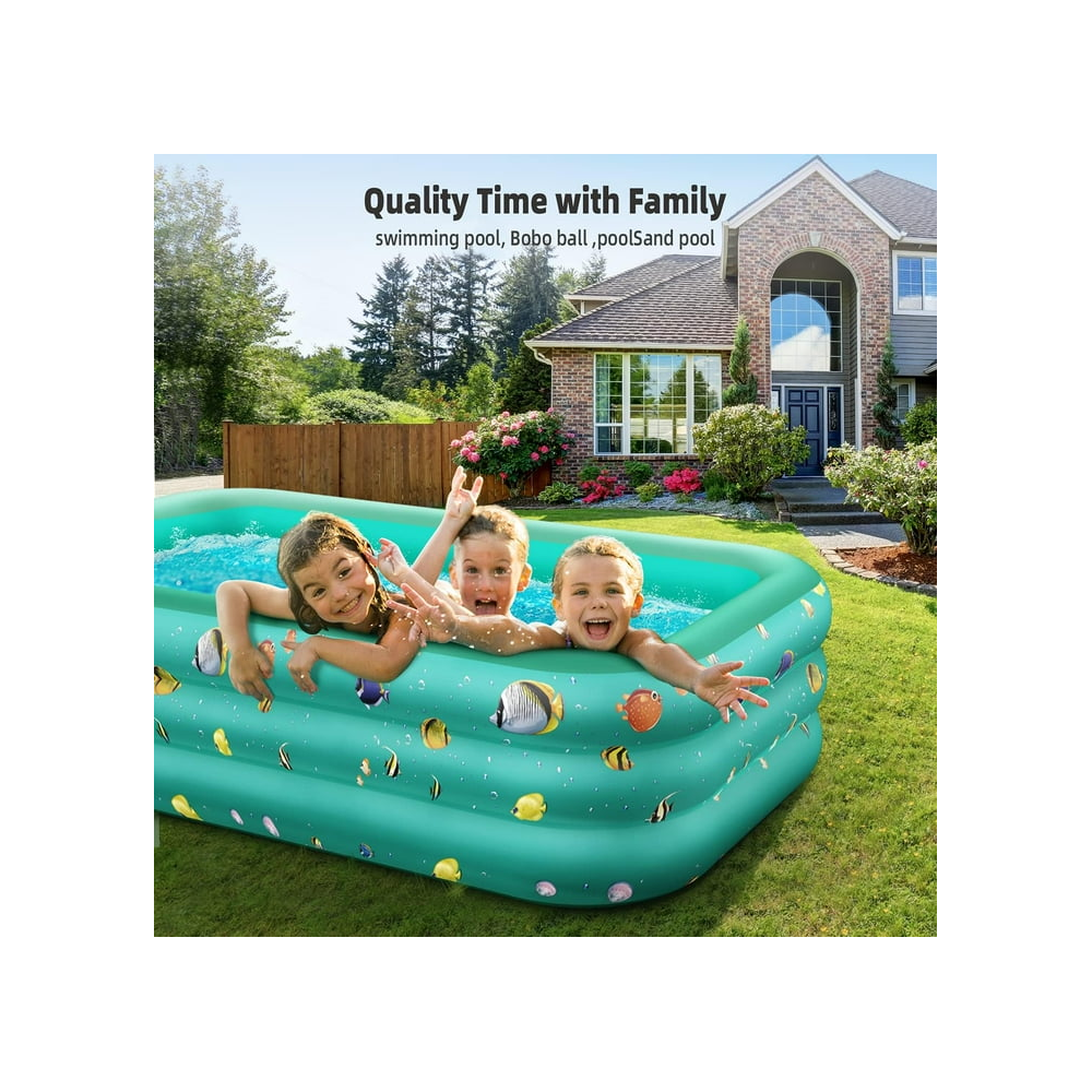 Inflatable Pool 6.9 x 5 x 1.8 ft Family Swimming Pools for Kids Toddlers Infant Adult Rectangular Thickened