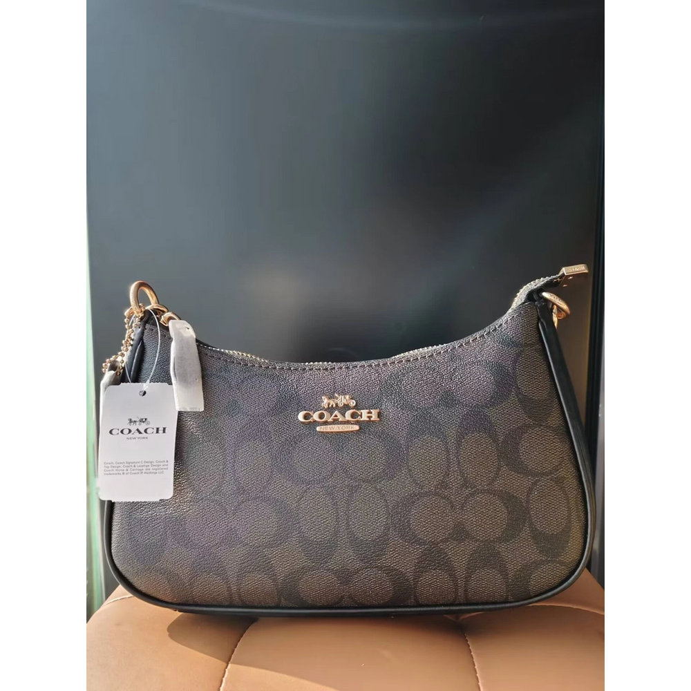 COACH Teri 2Way Shoulder Signature Coated Canvas Black