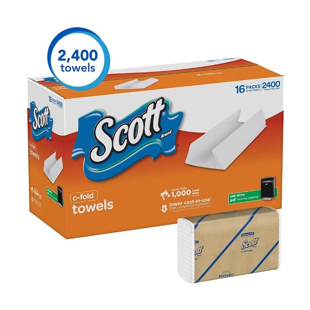 Scott C-Fold Paper Towels Built-in Absorbency Pockets 2400 Total Towels