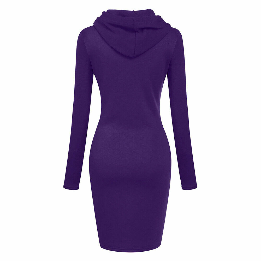 Women's Hooded Sweatshirt Long Sleeve Sweater Jumper Mid dress