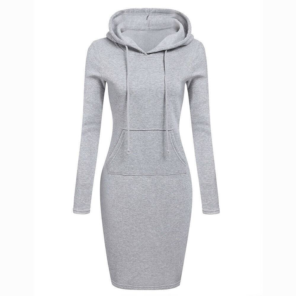 Women's Hooded Sweatshirt Long Sleeve Sweater Jumper Mid dress