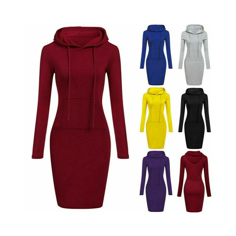 Women's Hooded Sweatshirt Long Sleeve Sweater Jumper Mid dress