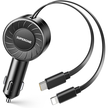 Retractable Car Charger with Retractable Cords, Small Fast Charge Retractable Car Phone Charger