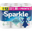 Sparkle Pick A Size Paper Towels Spirited Prints 6 Double Rolls, 12 Regular