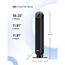 Dreo Tower Fan for Bedroom, 25ft/s Velocity Quiet Floor Portable Fan
