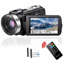 Video Camera Camcorder Digital Camera Recorder Full HD 1080P 15FPS 24MP 3.0 Inch 270 Degree Rotation LCD 16X Digital Zoom Camcorder Camera with 2 Batteries(Black)