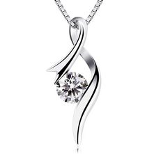 Women Elegant 925 Silver Necklace Pendant Cubic Zircon Wedding Chain Jewelry