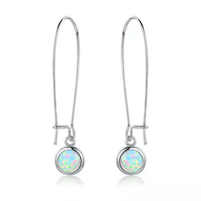 18K White Gold Plated Opal Hoop Dangling Earrings By Peermont Jewelry