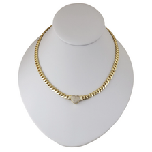 14K Gold Plated Cz Heart Cuban Choker Chain Necklace And Bracelet Set