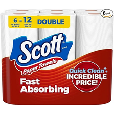 Scott Paper Towels, Choose-A-Sheet, 12 Double Rolls