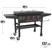 Blackstone Original Outdoor Griddle 36 Inch 4-Burner Flat Top Grill with Hard Cover Black