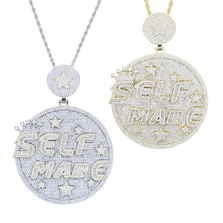 Iced out Pendant Self Made Letter Bling Cubic Zirconia Cz Charm Gold/Silver Plated Hip Hop Fashion Jewelry