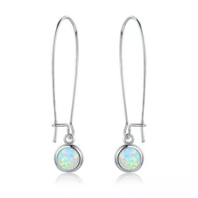 18K White Gold Plated Opal Hoop Dangling Earrings By Peermont Jewelry