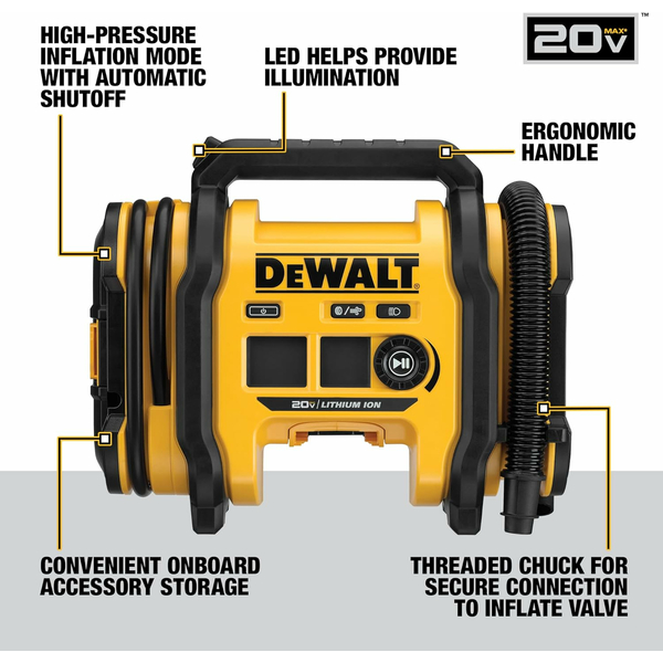 DEWALT 20V MAX Tire Inflator, Compact and Portable