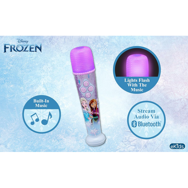 EKids Disney Frozen Karaoke Microphone for Kids, Bluetooth Microphone Includes Built-in Music and Light Show, Designed for Fans of Frozen Toys